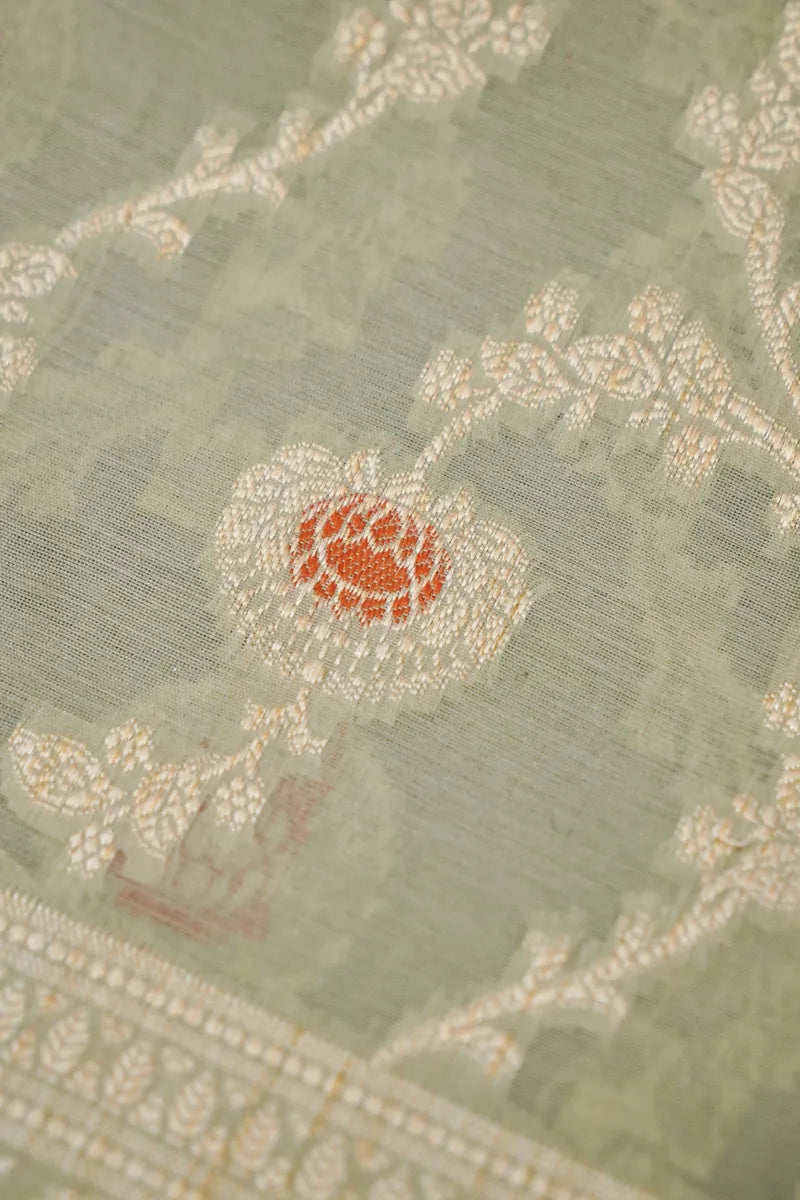 BANARASI SILK LITE PISTA GREEN COLOR UNSTITCHED SUIT MATERIAL