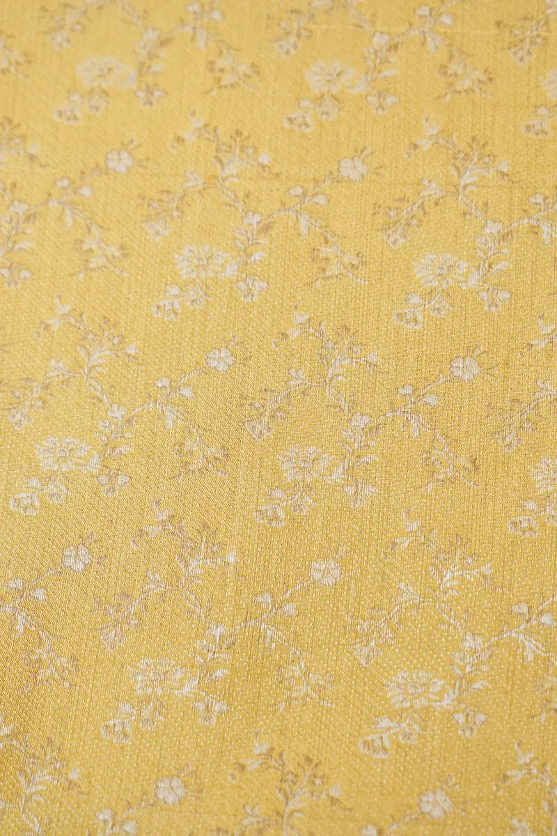 BANARASI SILK YELLOW COLOR UNSTITCHED SUIT MATERIAL