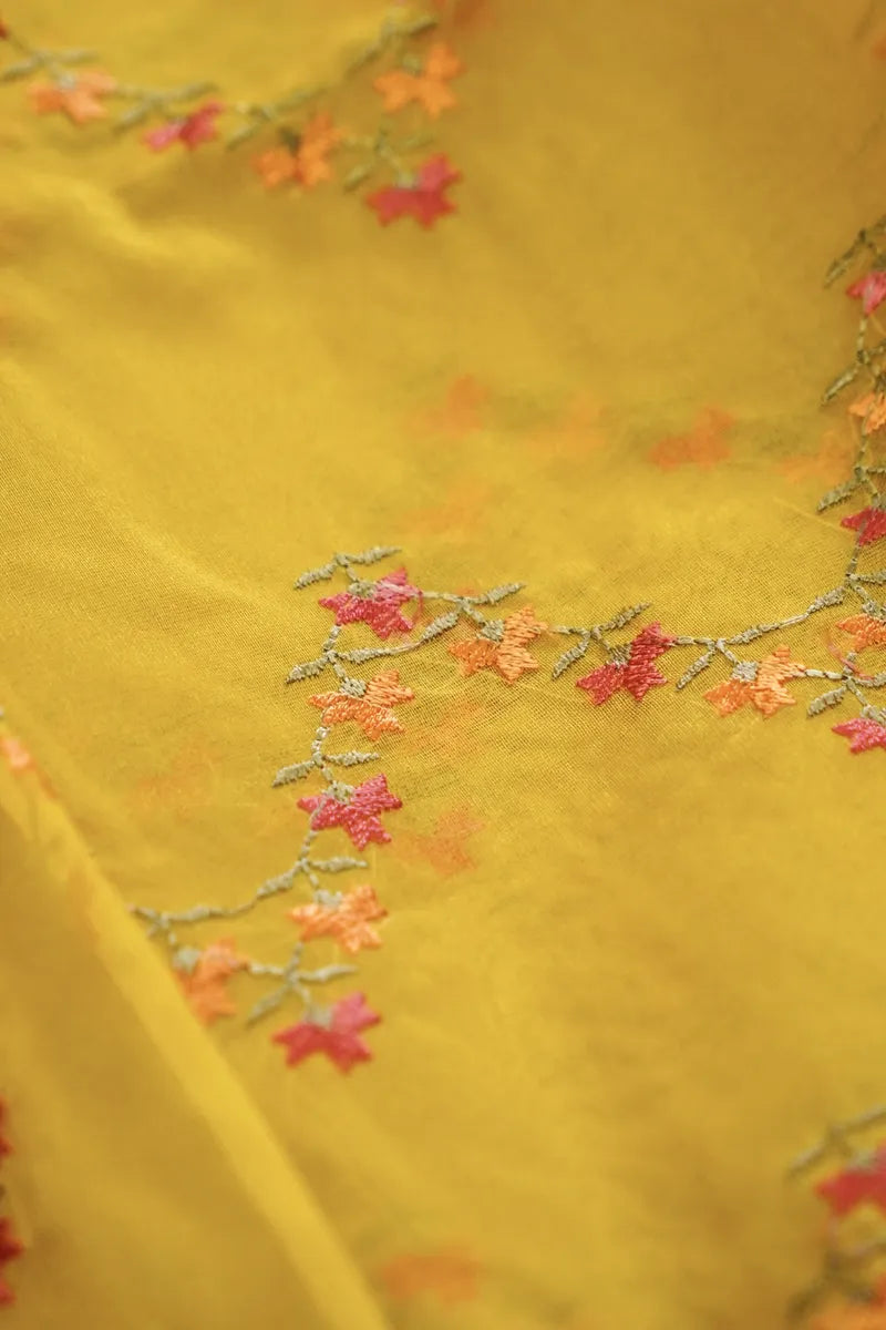 BANARASI SILK YELLOW COLOR UNSTITCHED SUIT MATERIAL