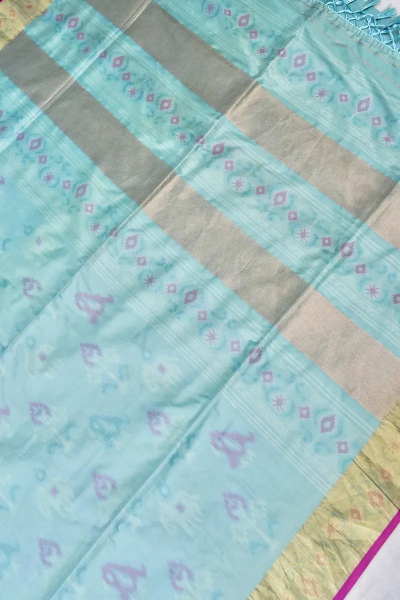 BANARASI SATIN SKY BLUE COLOR SILK SAREE