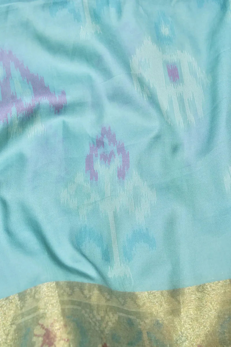 BANARASI SATIN SKY BLUE COLOR SILK SAREE
