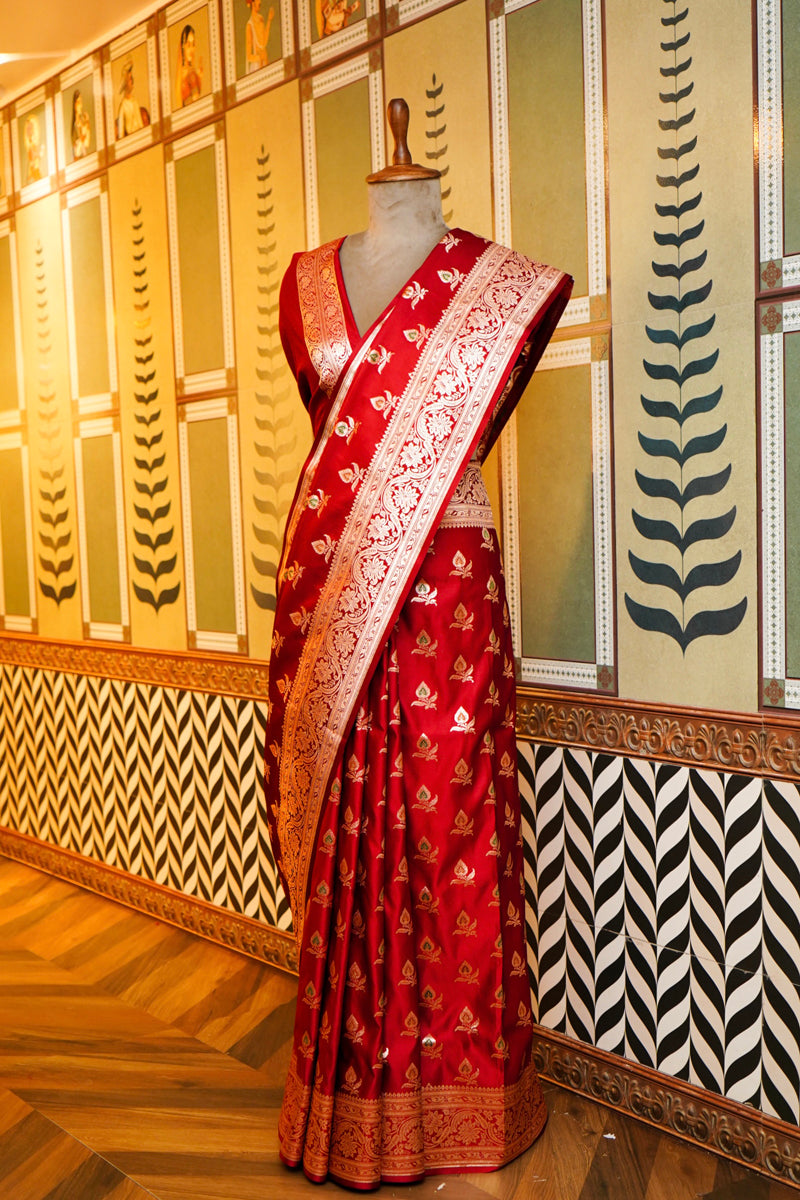 RED & GOLDEN ZARI WITH MEENAKARI