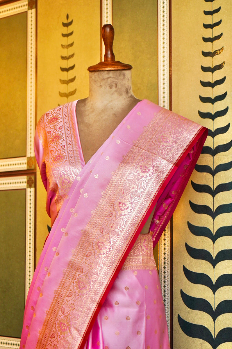 PASTEL PINK  WITH GOLDEN ZARI