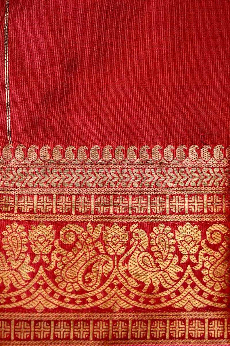 BANARASI SATIN GREEN WITH MAROON COLOR SILK SAREE