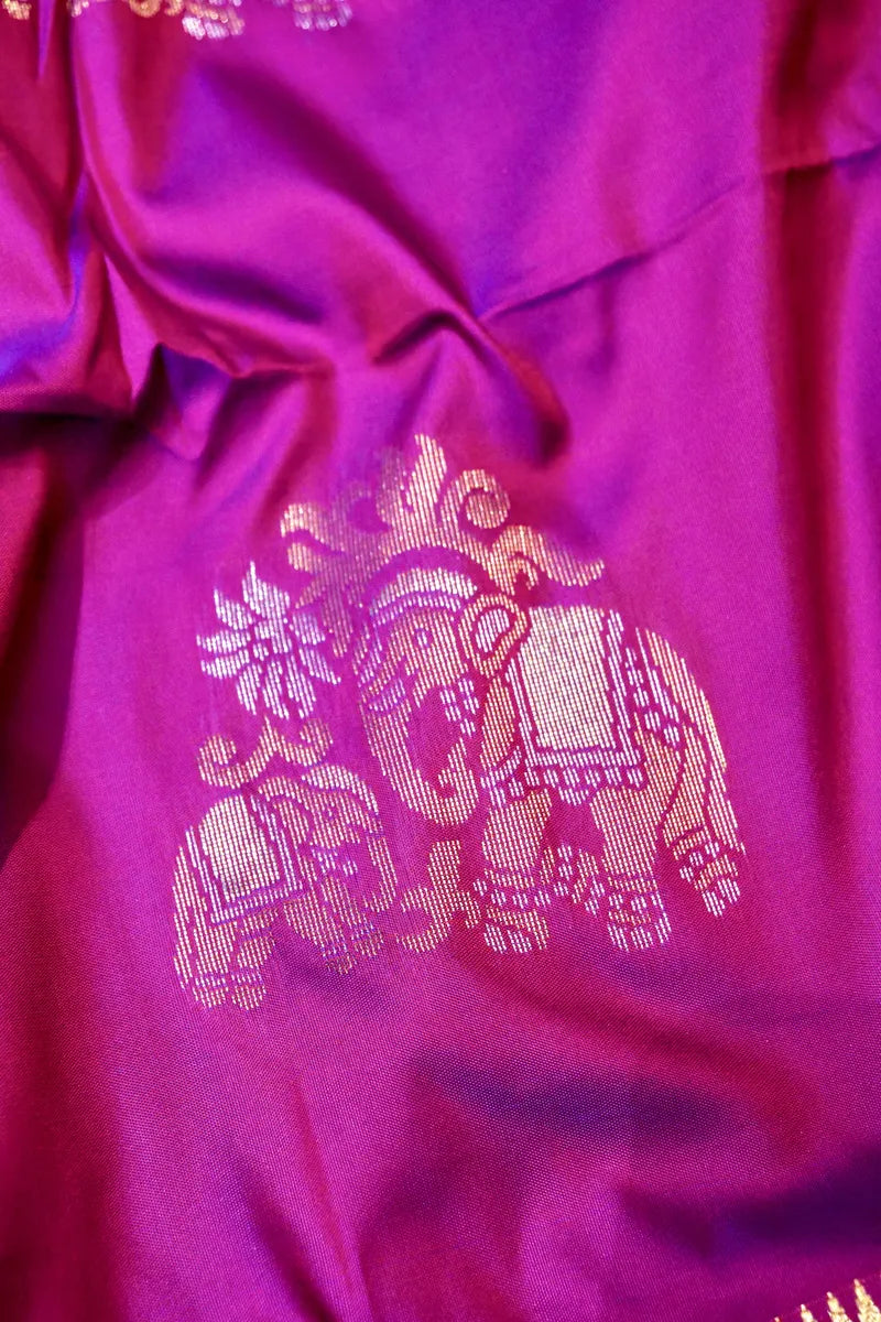 BANARASI SATIN PURPLE WITH FIROZI COLOR SILK SAREE