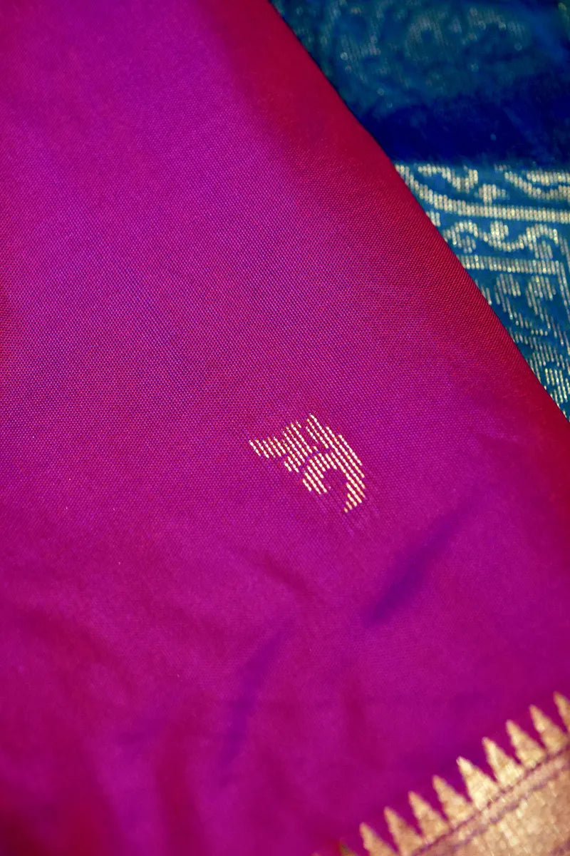 BANARASI SATIN PURPLE WITH FIROZI COLOR SILK SAREE