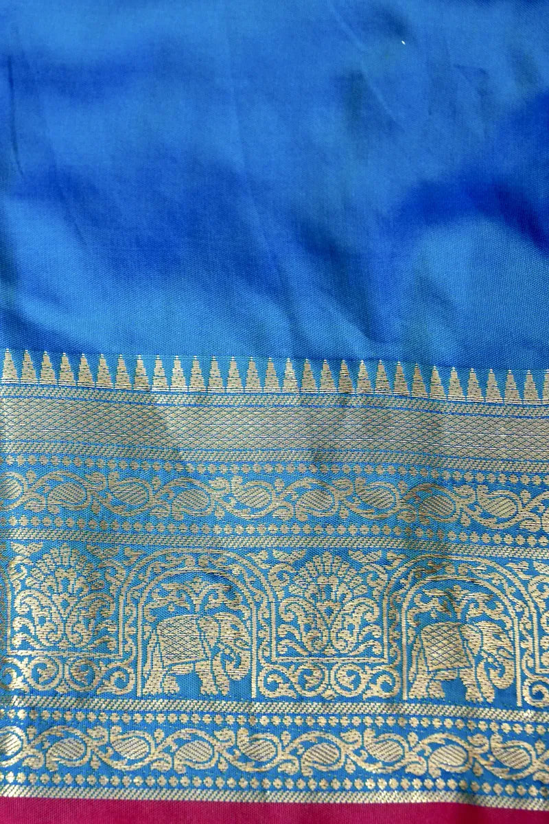 BANARASI SATIN PURPLE WITH FIROZI COLOR SILK SAREE