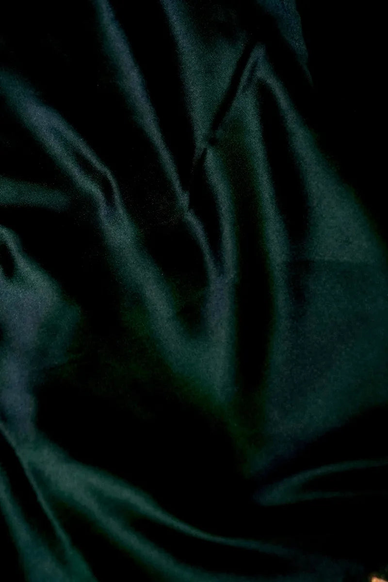 BANARASI SATIN DARK BOTTLE GREEN COLOR SILK SAREE