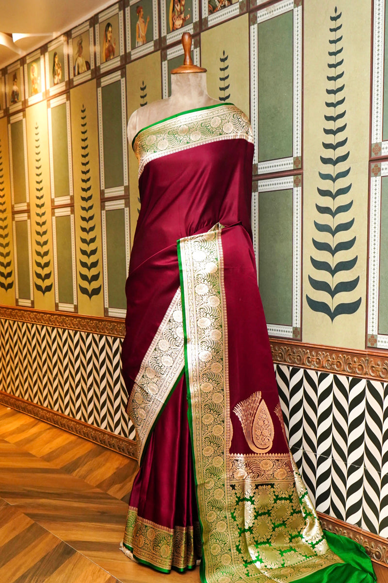 Maroon Silk Plain Saree