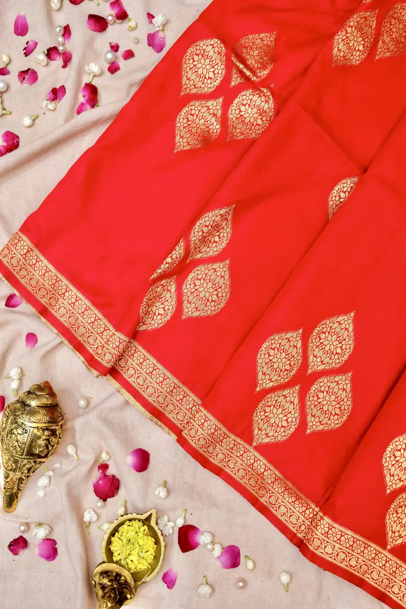 BANARASI SATIN RED COLOR SILK SAREE