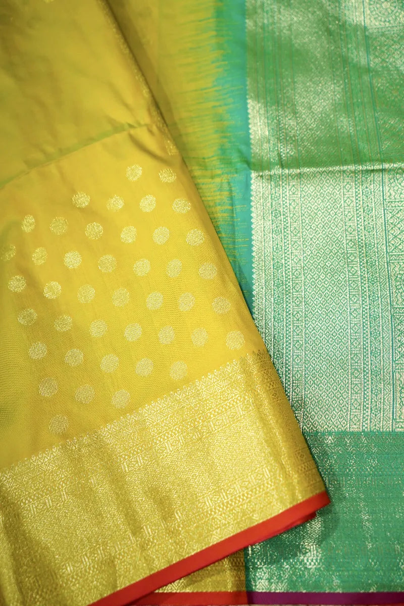 LEMON YELLOW  COLOR BANARASI SILK SAREE