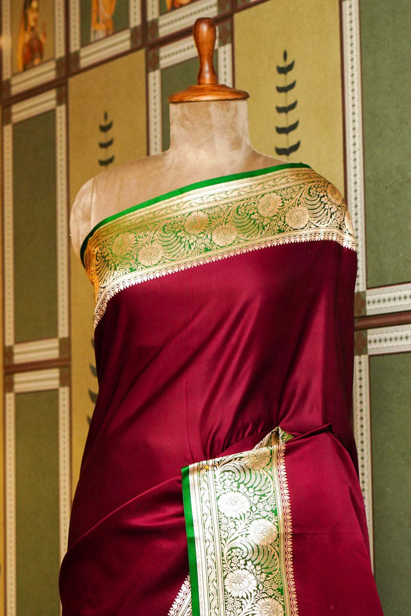 Maroon Silk Plain Saree