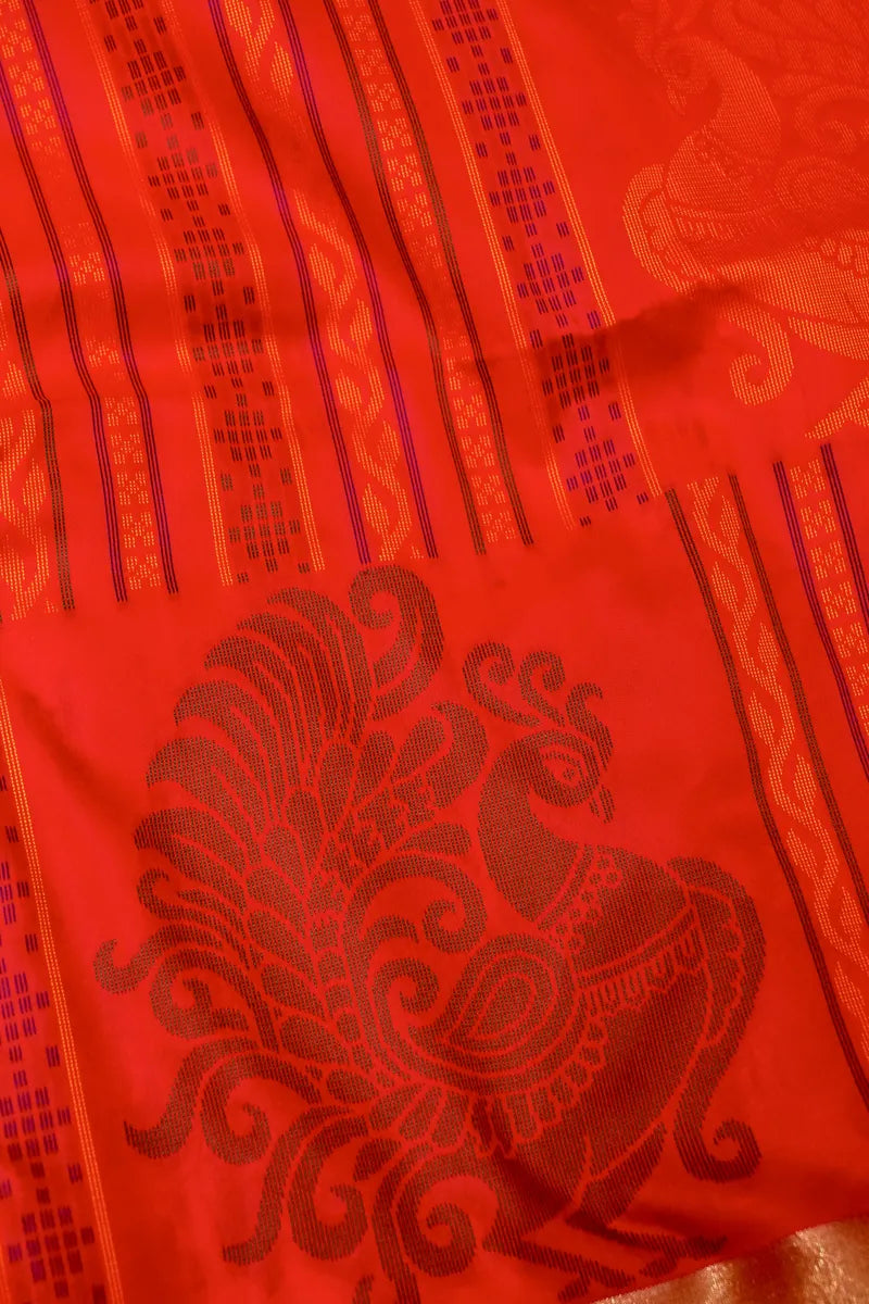 BEST BANARASI SATIN RED WITH RAMA GREEN COLOR SILK SAREE