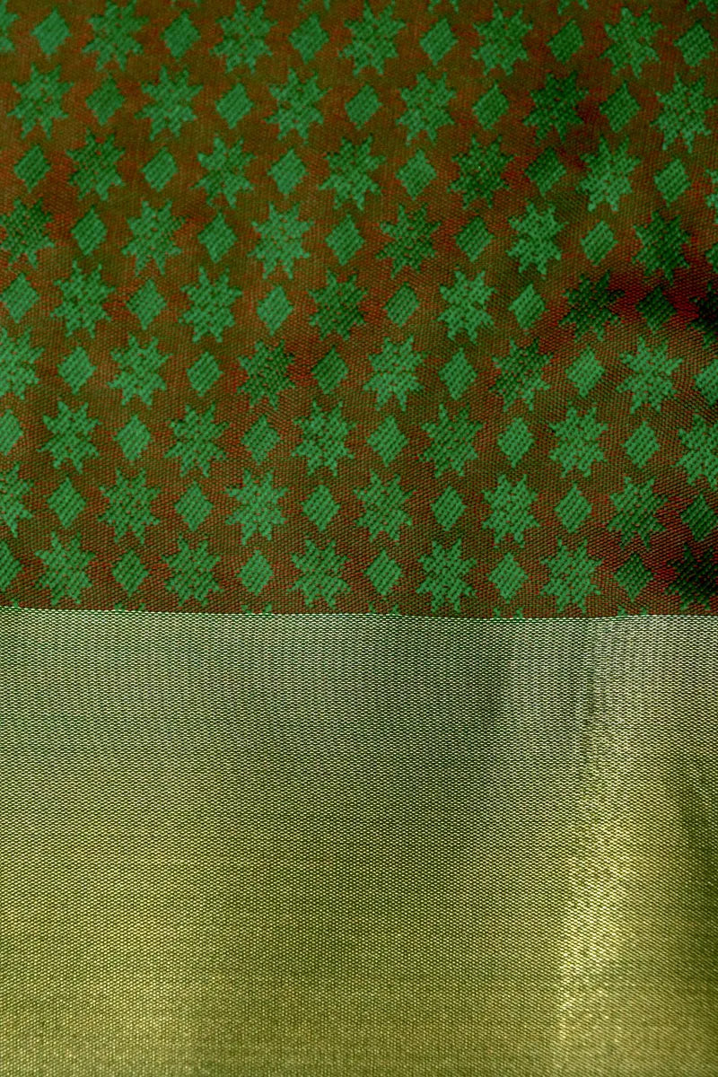 BEST BANARASI SATIN RED WITH RAMA GREEN COLOR SILK SAREE