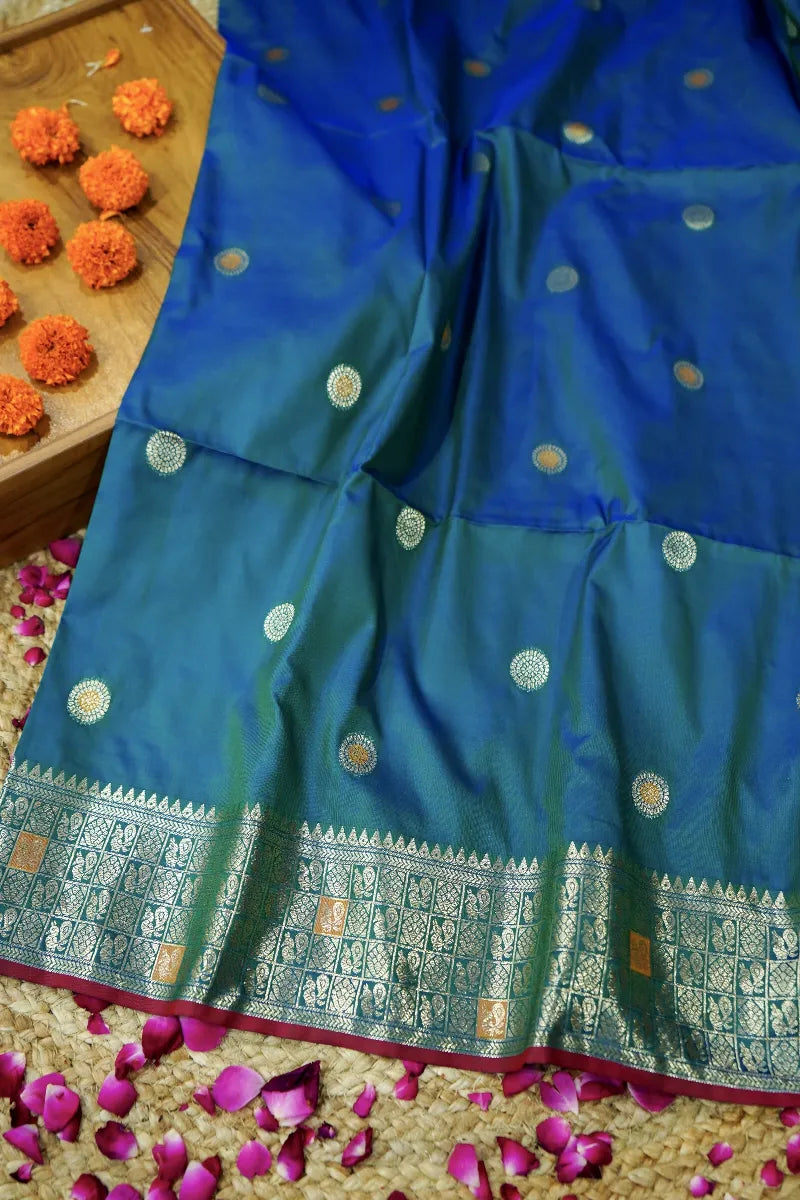RAMA GREEN COLOR BANARASI SILK SAREE