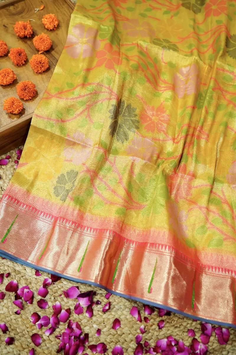 YELLOW COLOR BANARASI SILK SAREE