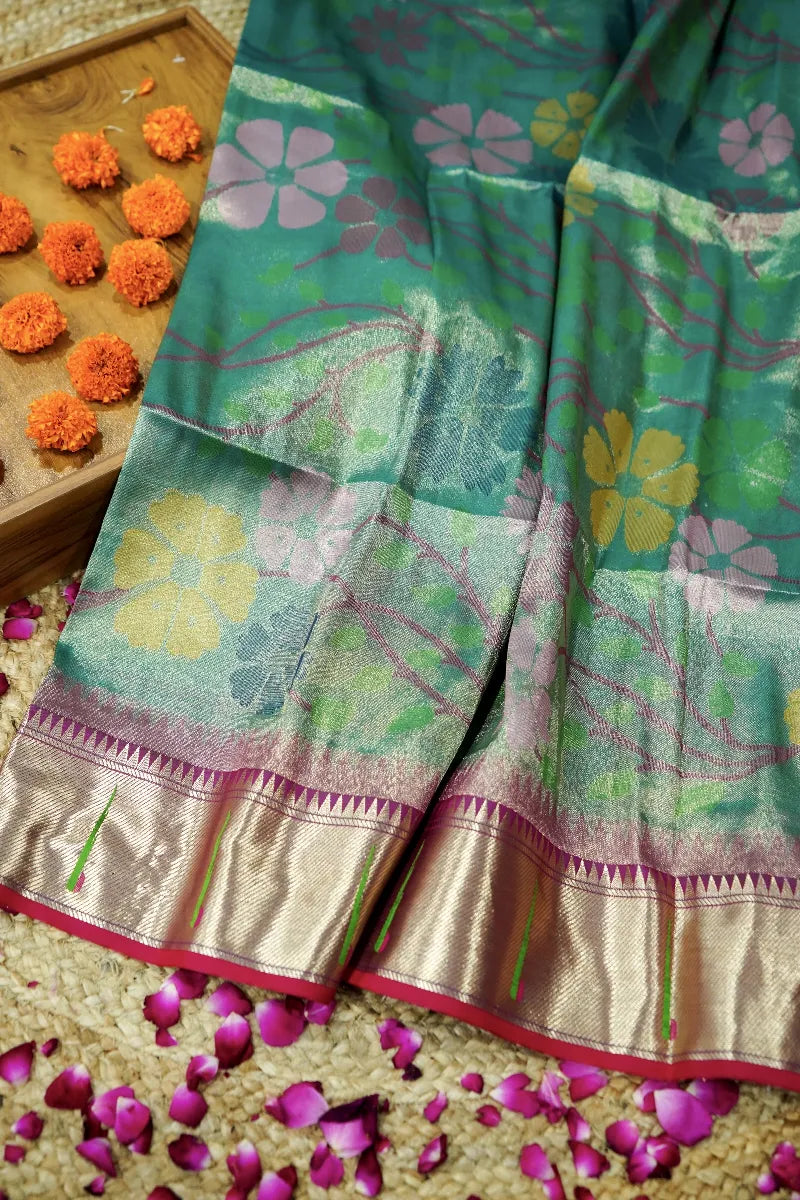 GREEN COLOR BANARASI SILK SAREE