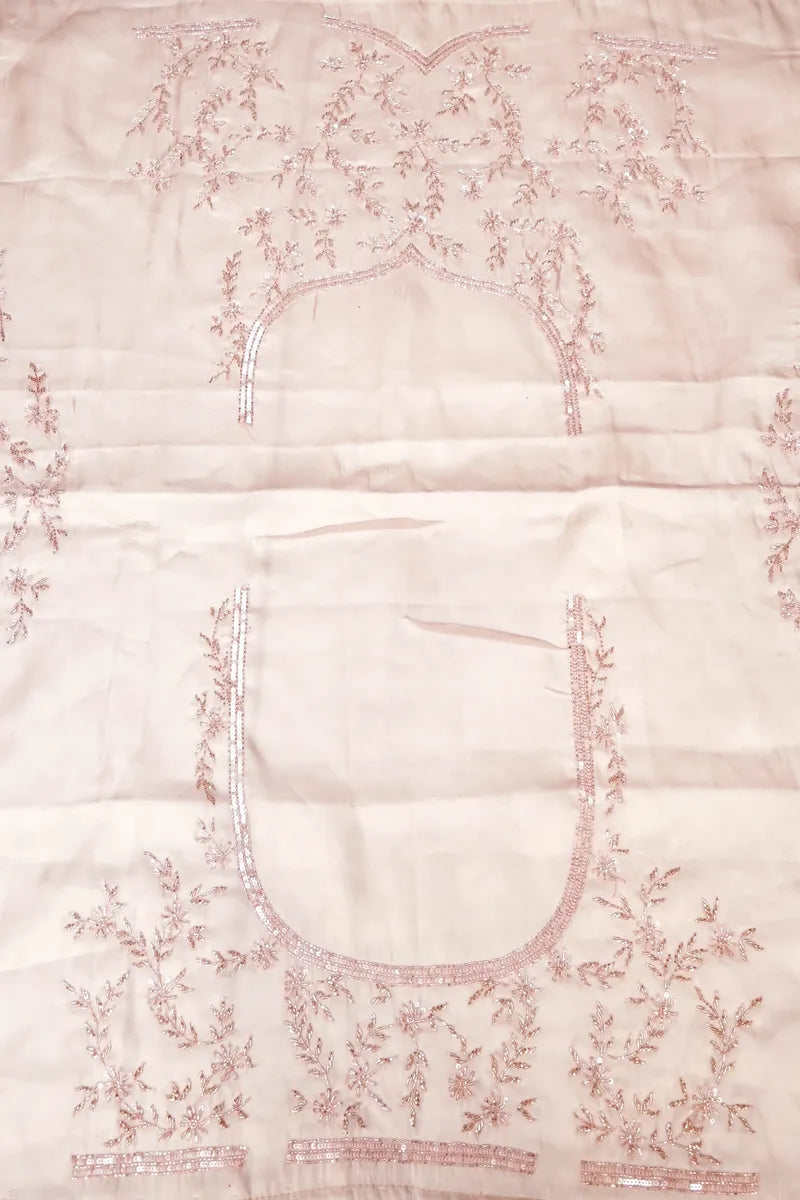 PURE PEARL ORGANZA BABY PINK COLOR PARTY WEAR LEHENGA