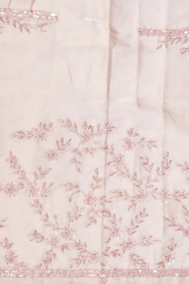PURE PEARL ORGANZA BABY PINK COLOR PARTY WEAR LEHENGA