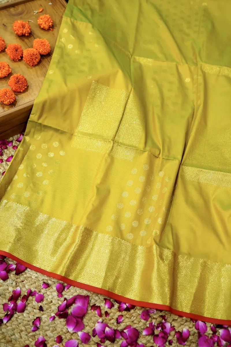 LEMON YELLOW  COLOR BANARASI SILK SAREE