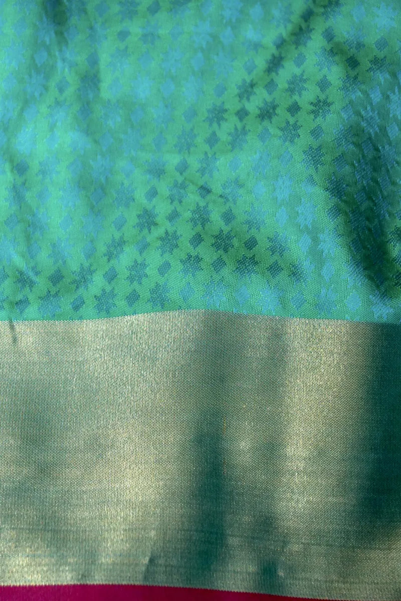 BANARASI SATIN LEMON YELLOW WITH RAMA GREEN COLOR SILK SAREE