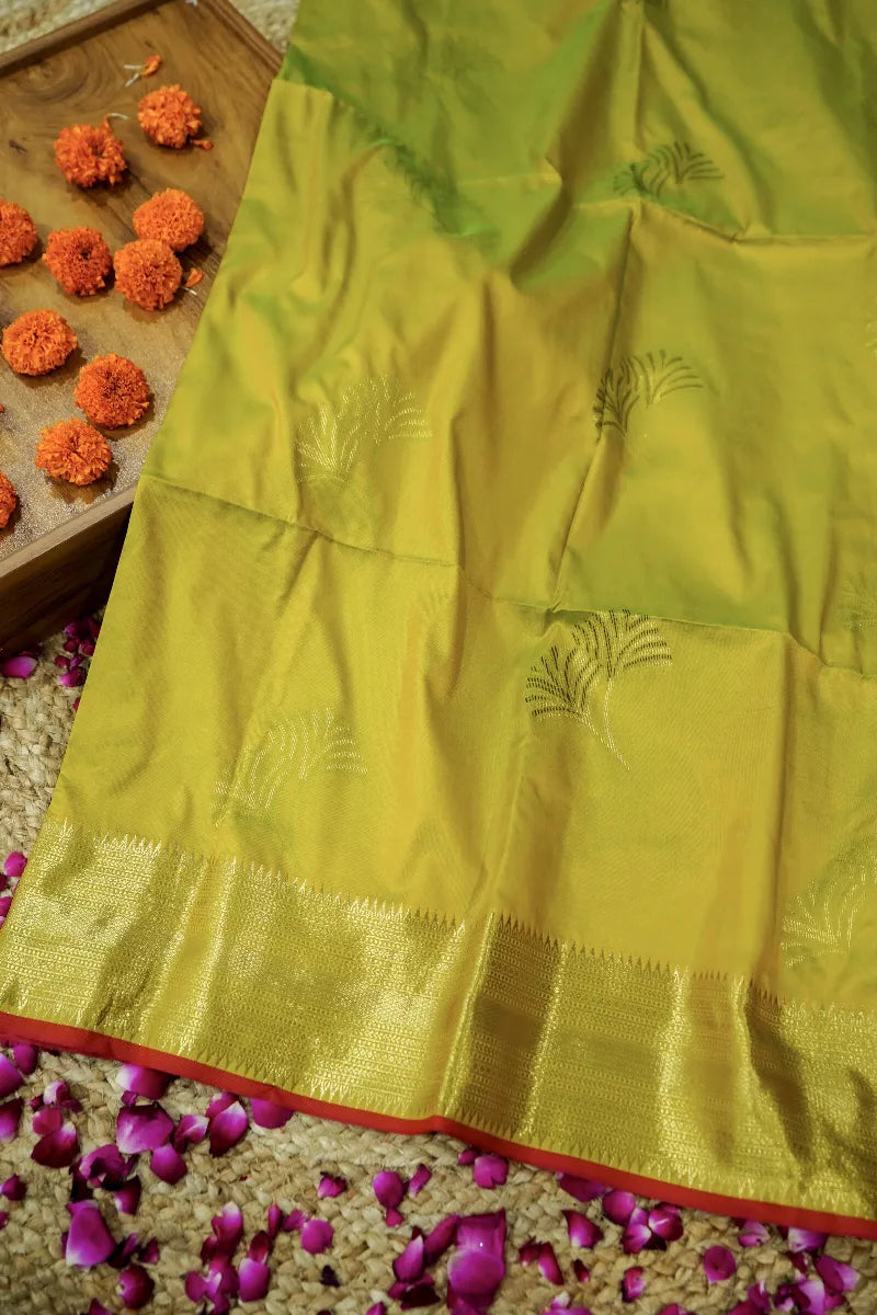 LEMON YELLOW  COLOR BANARASI SILK SAREE