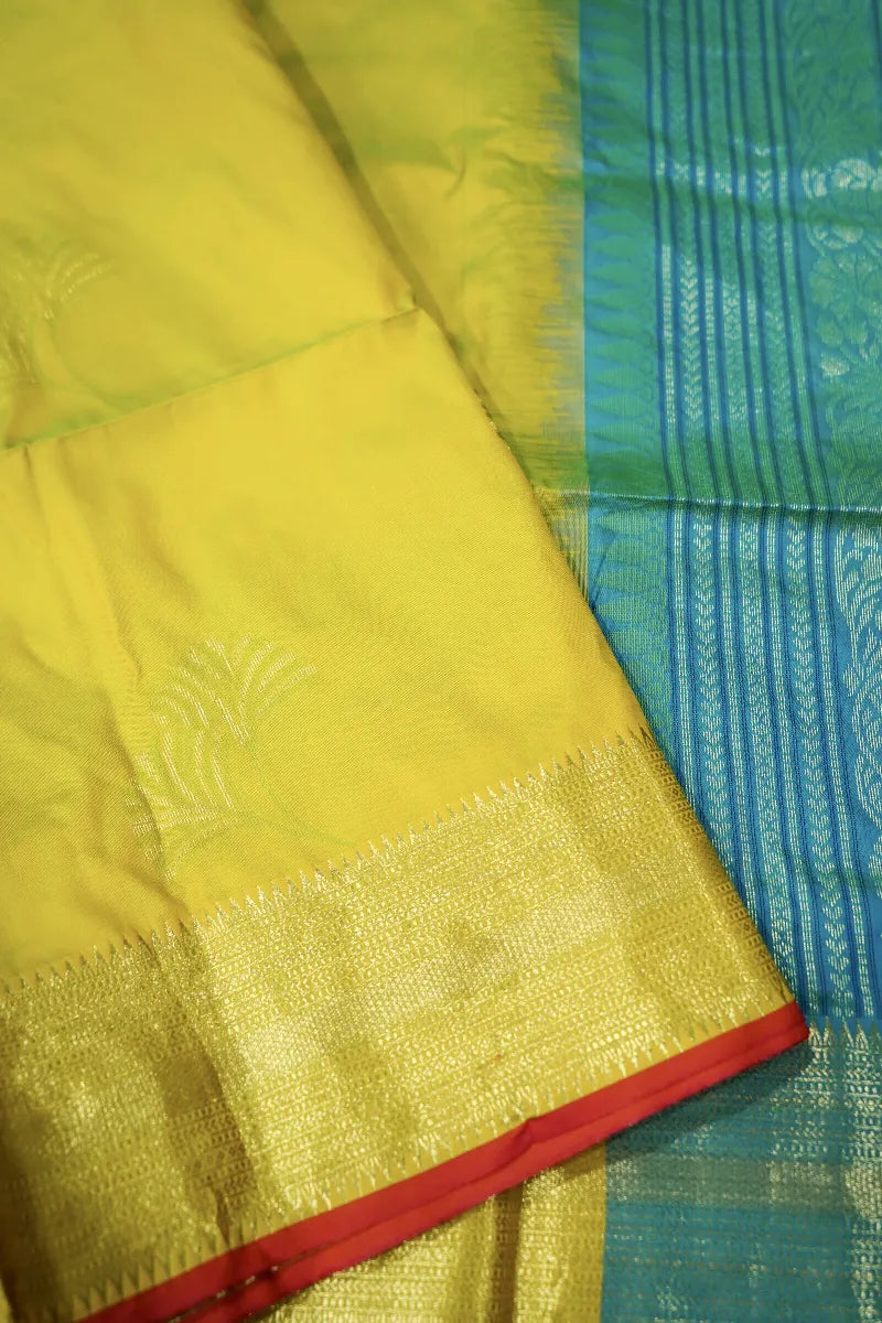 LEMON YELLOW  COLOR BANARASI SILK SAREE