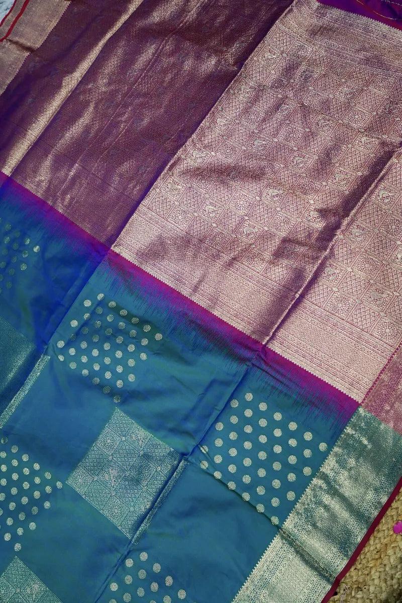 TEAL BLUE COLOR BANARASI SILK SAREE