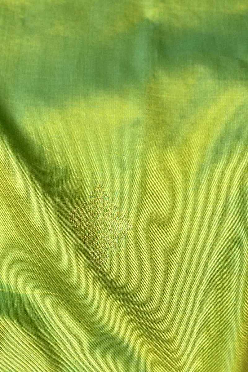 BANARASI SATIN PISTA GREEN WITH FIROZI COLOR SILK SAREE