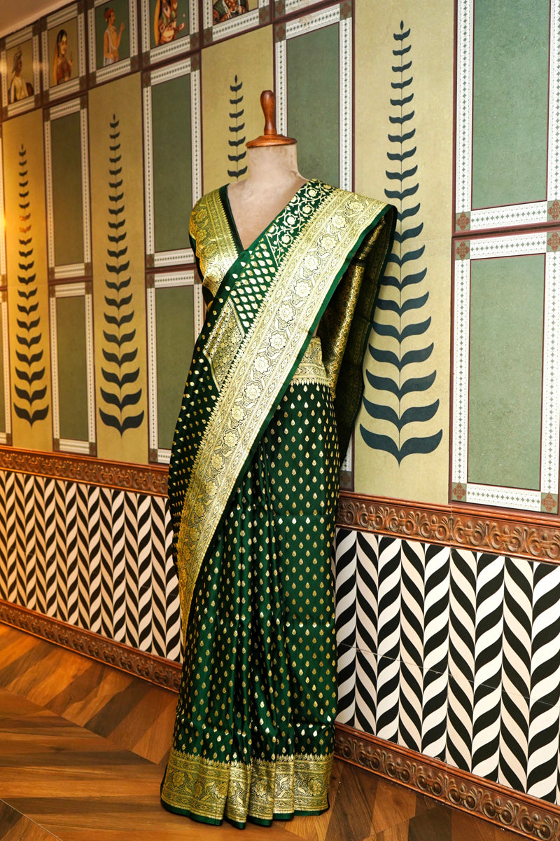 Bottle Green Silk Saree