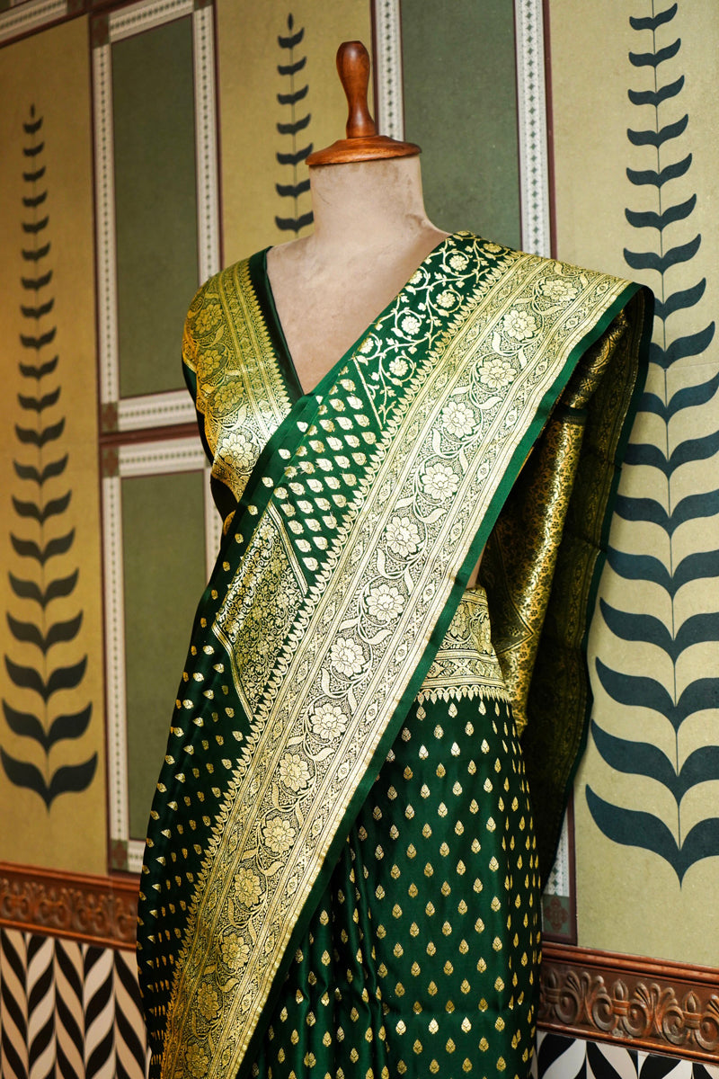 Bottle Green Silk Saree