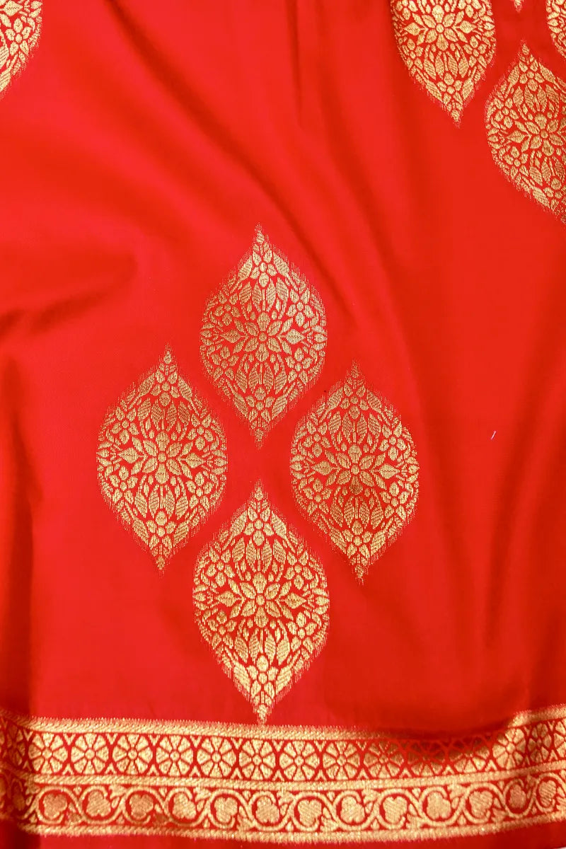 BANARASI SATIN RED COLOR SILK SAREE