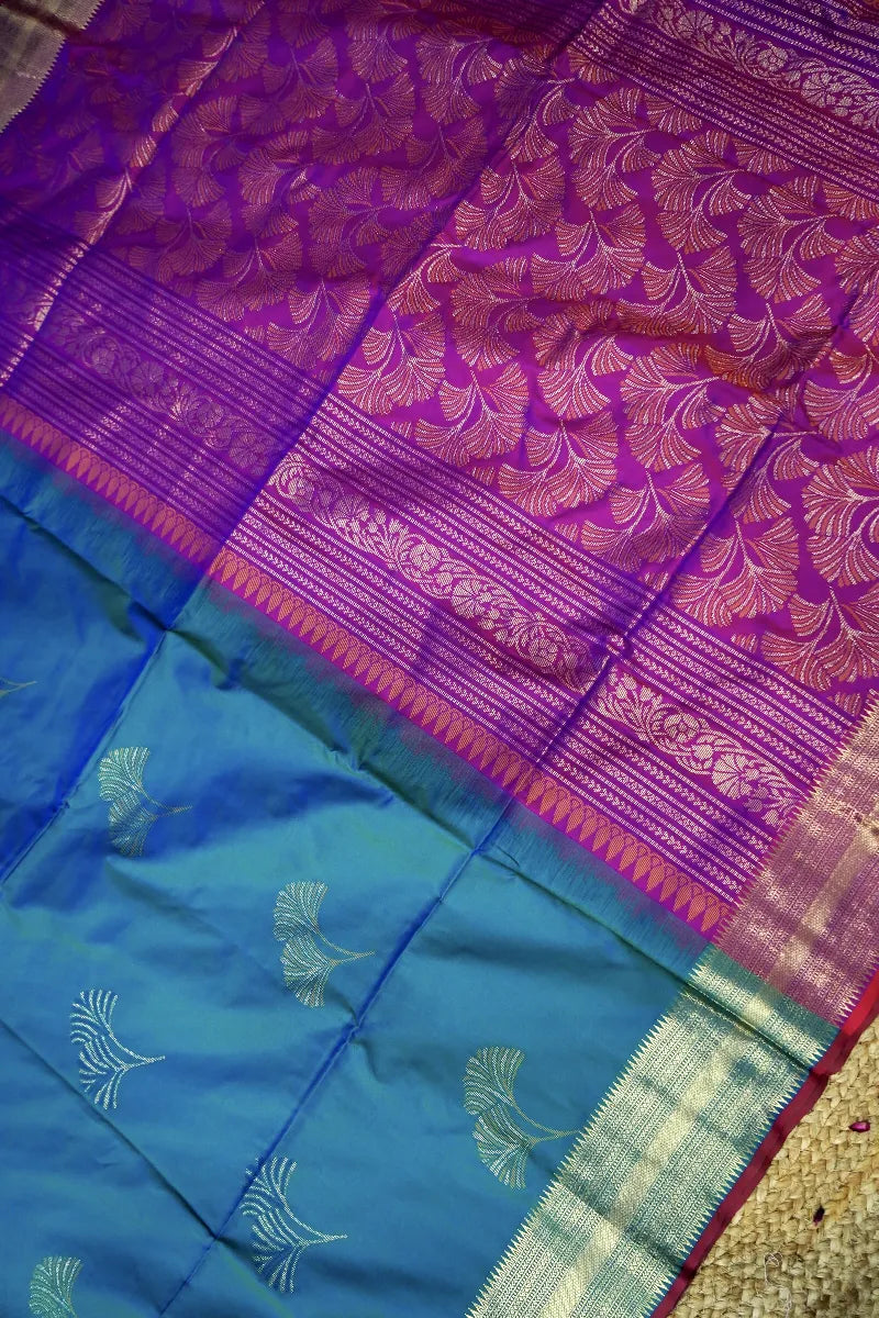 TEAL BLUE COLOR BANARASI SILK SAREE