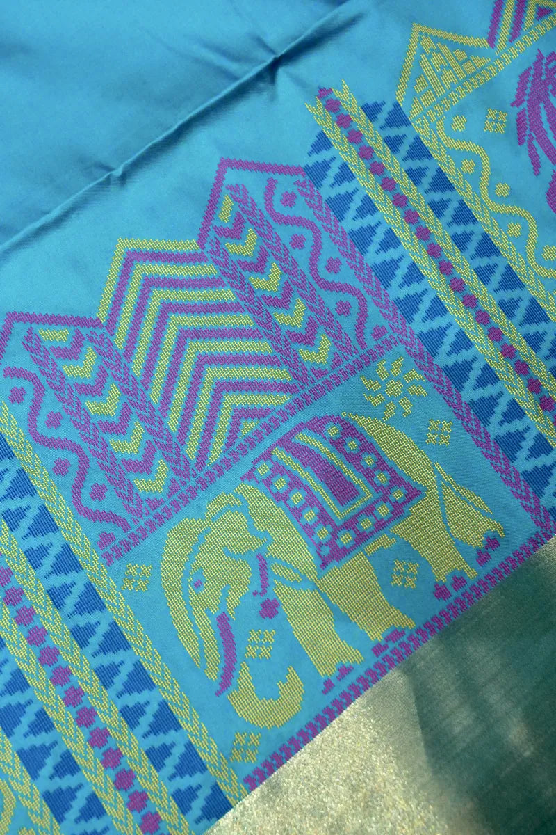 BANARASI SATIN RAMA GREEN WITH PURPLE COLOR SILK SAREE