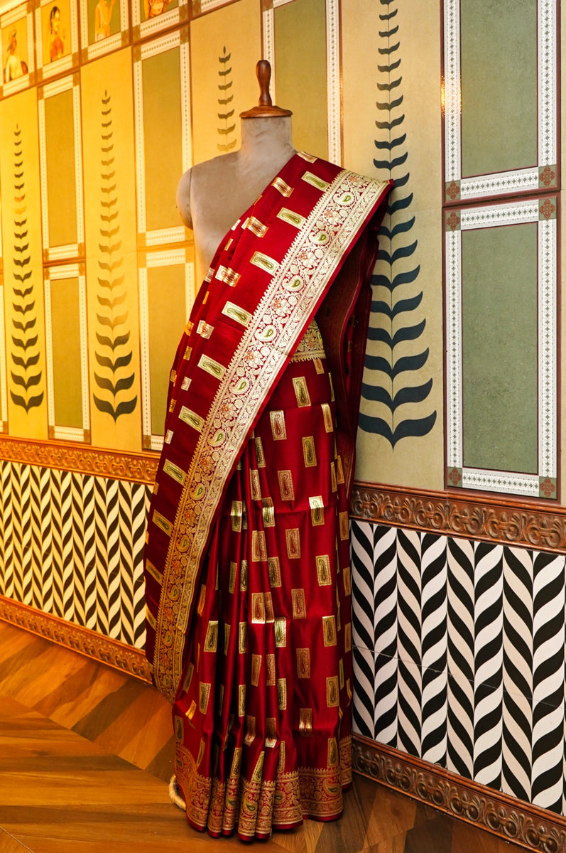 Red Golden Jari Silk Saree