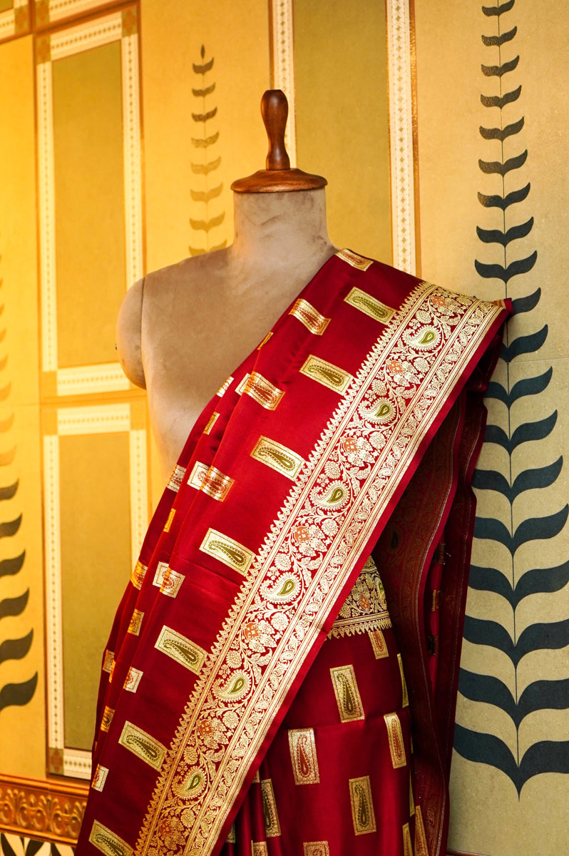 Red Golden Jari Silk Saree