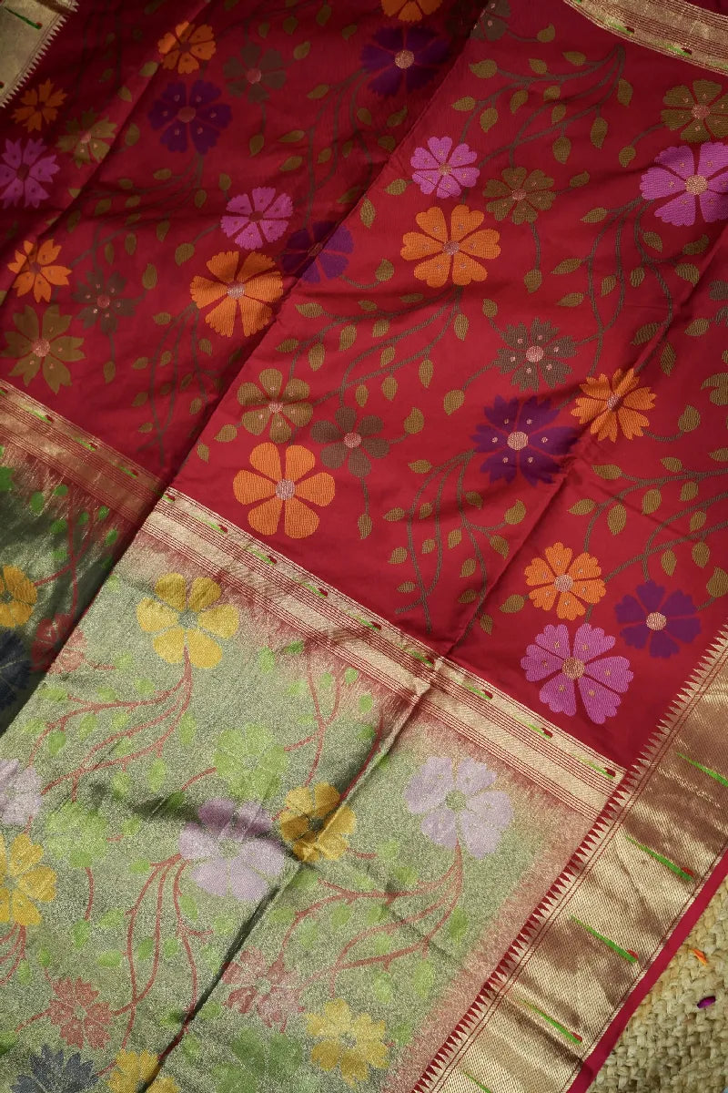 MEHENDI GREEN COLOR BANARASI SILK SAREE