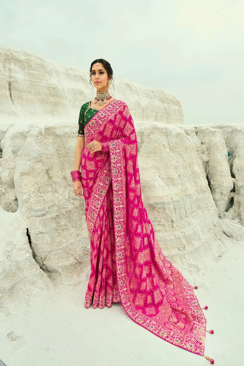 RANI PURE GEORGETTE BANDHEJ SAREE