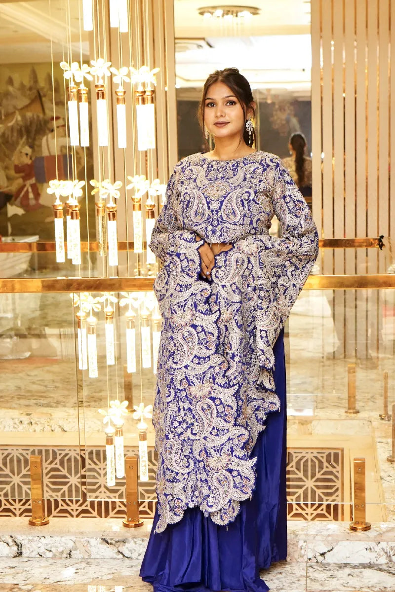 PURPLE COLOR WESTERN DESIGNER TWO PIECES INDO-WESTERN LEHENGA