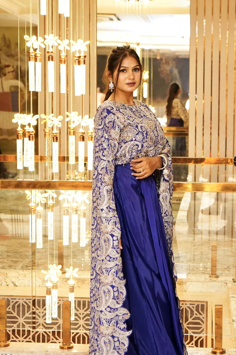 PURPLE COLOR WESTERN DESIGNER TWO PIECES INDO-WESTERN LEHENGA