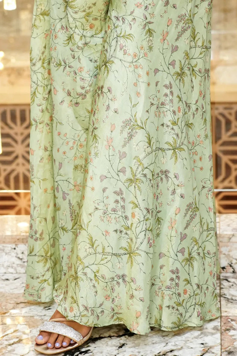 PISTA GREEN COLOR DESIGNER TWO PIECES READY TO WEAR