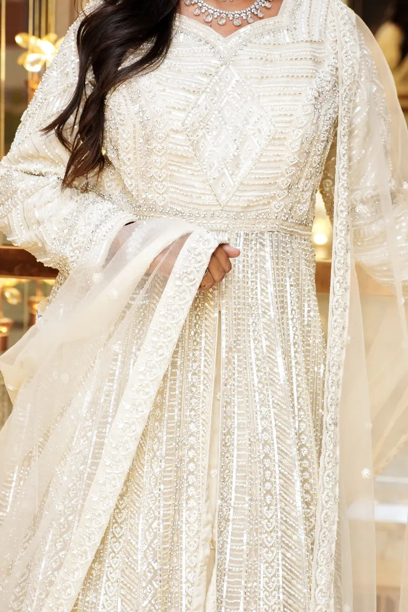 OFF WHITE COLOR THREE PIECE MASTANI DESIGN INDO-WESTERN LEHENGA