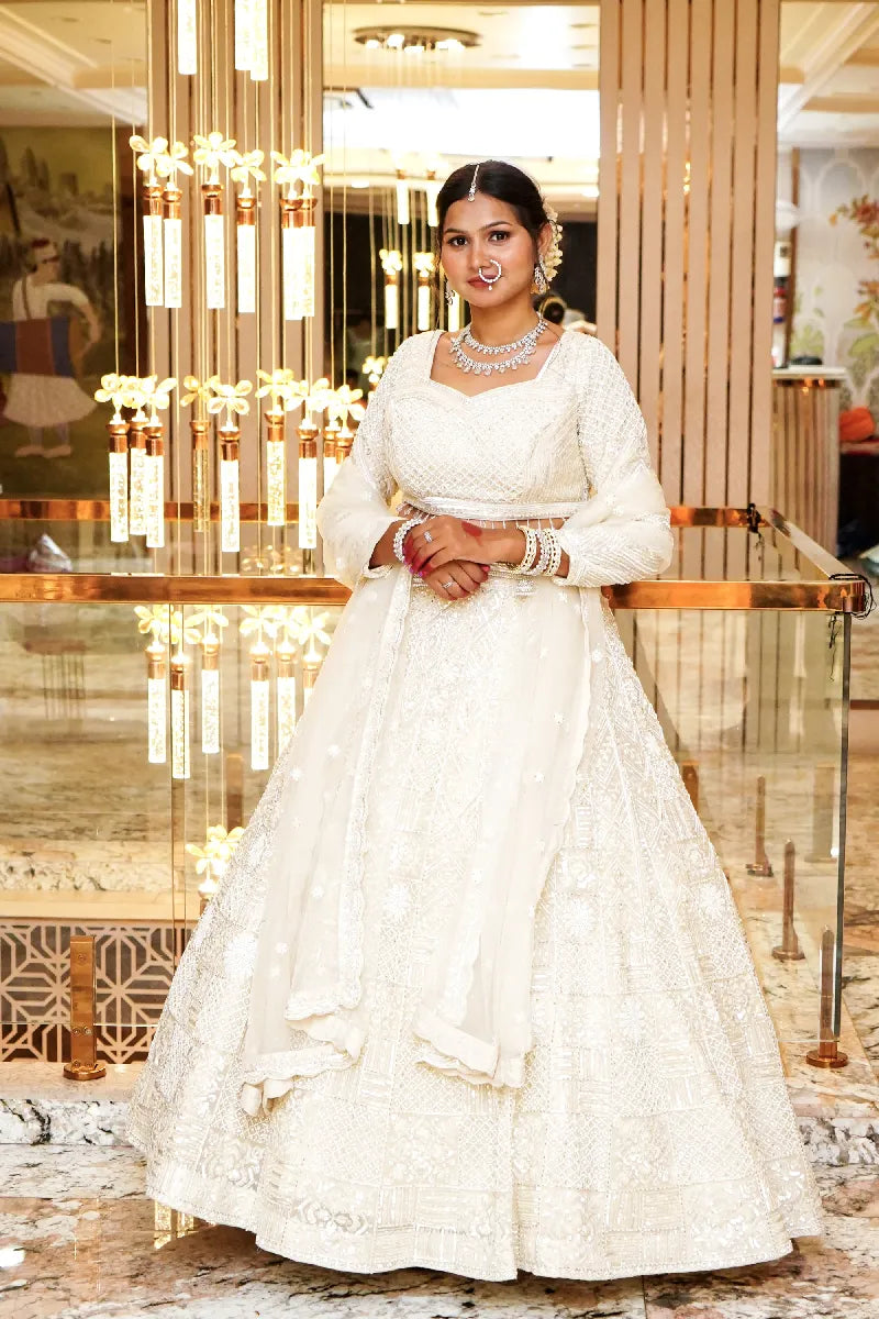 OFF WHITE COLOR LEHENGA PARTY WEAR