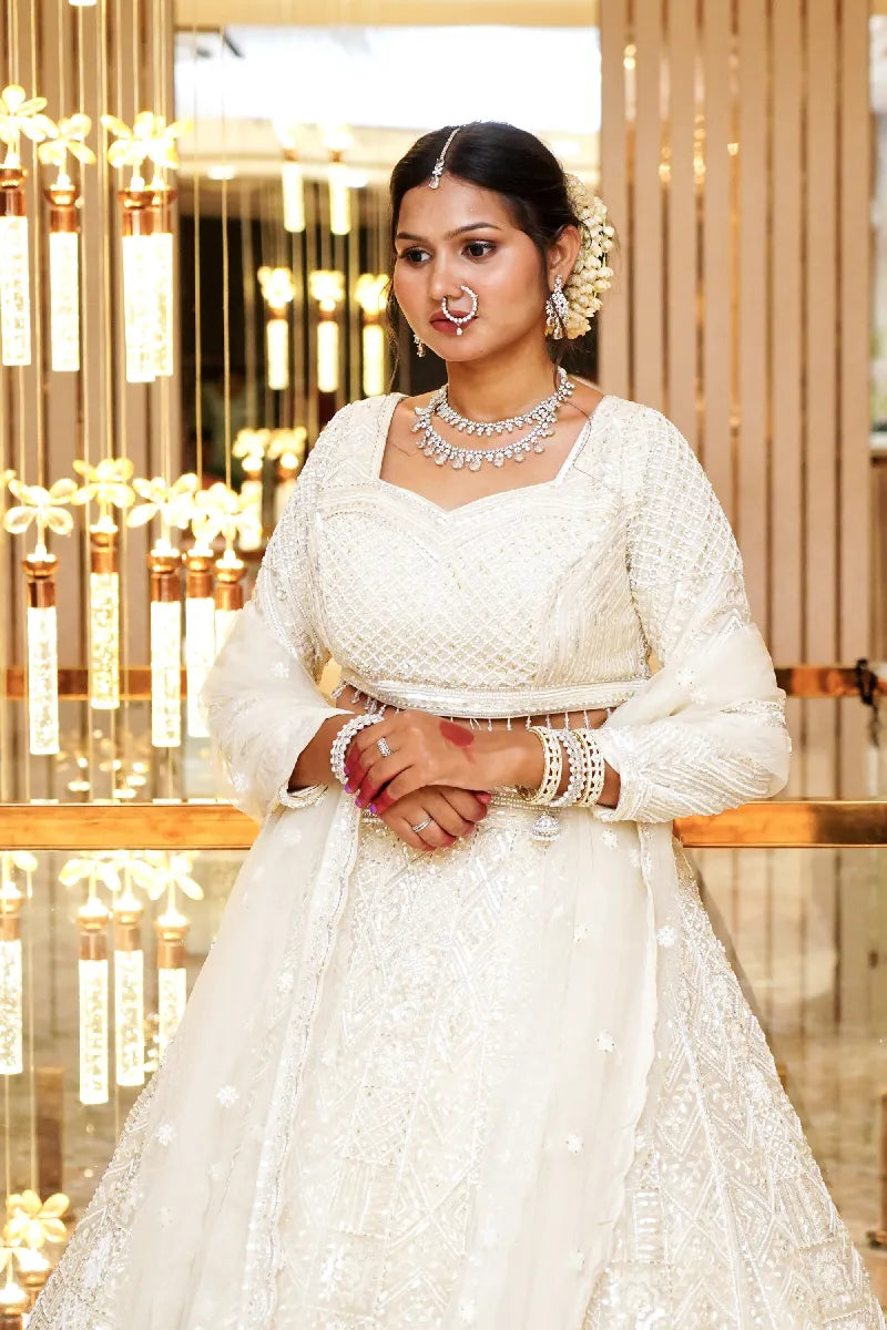 OFF WHITE COLOR LEHENGA PARTY WEAR