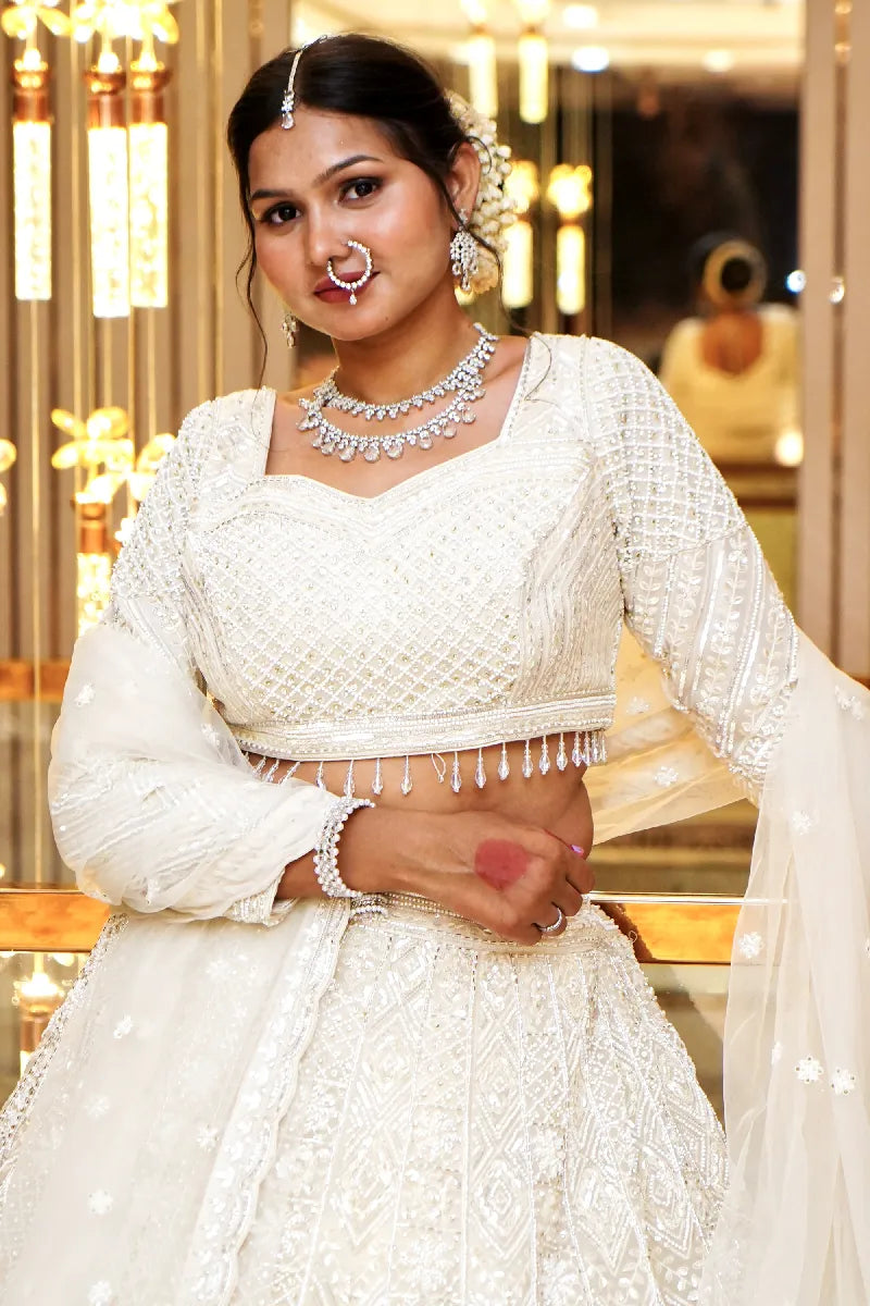 OFF WHITE COLOR LEHENGA PARTY WEAR