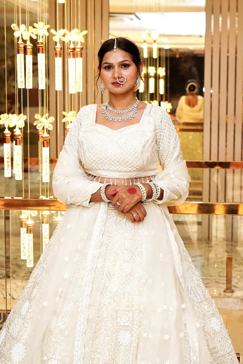 OFF WHITE COLOR LEHENGA PARTY WEAR