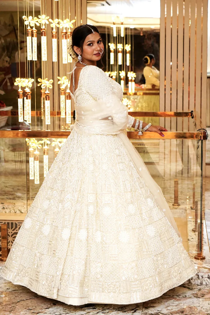 OFF WHITE COLOR LEHENGA PARTY WEAR