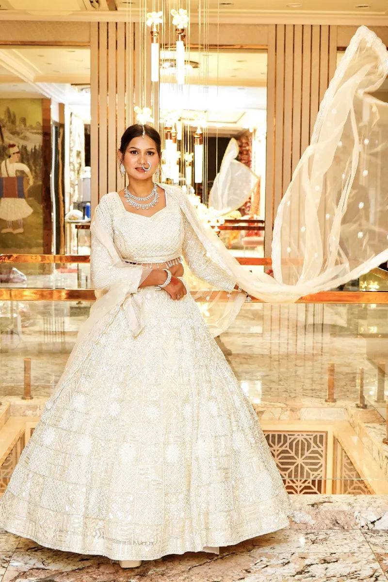 OFF WHITE COLOR LEHENGA PARTY WEAR