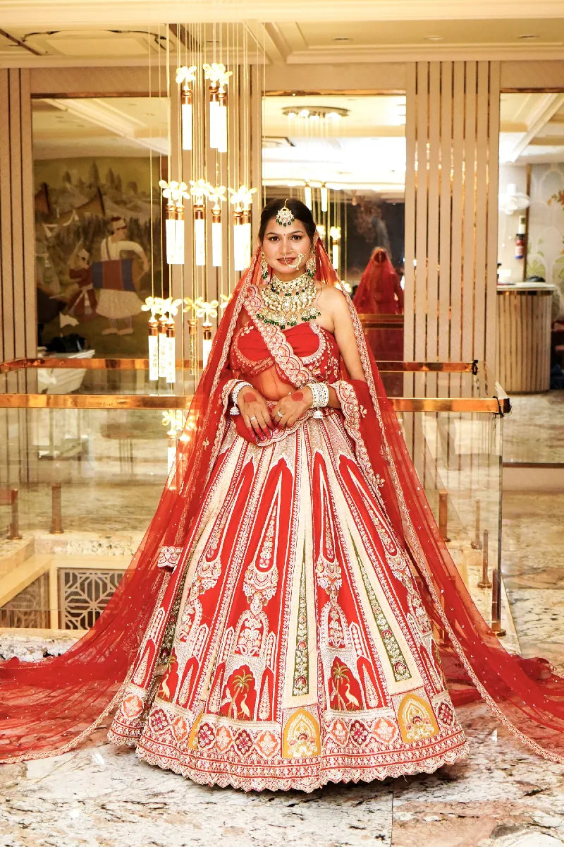 ROYAL RED BRIDAL LEHENGA WITH HEAVY ZARI WORK