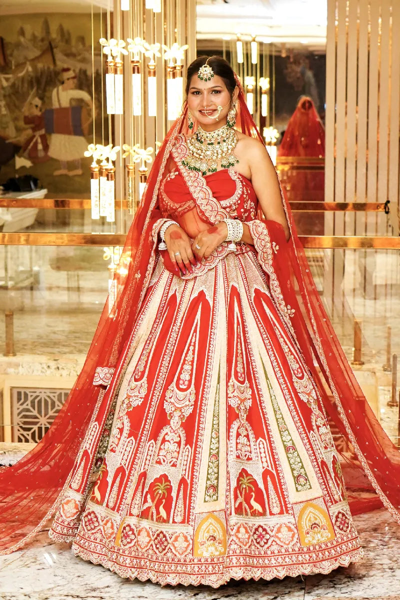 ROYAL RED BRIDAL LEHENGA WITH HEAVY ZARI WORK